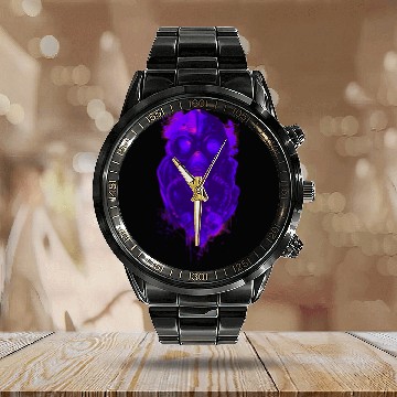 Discover Neon Gas Mask Art for Cyberpunk Style Calendar Steel Band Watch