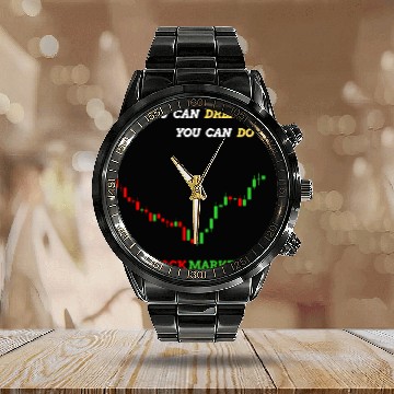 Discover Inspirational Stock Market Growth Quote Calendar Steel Band Watch