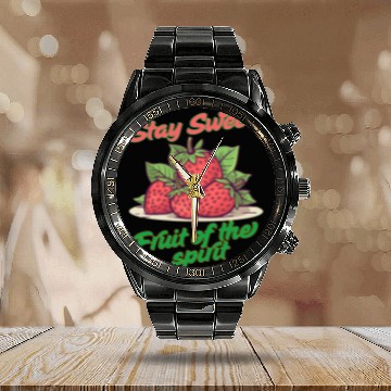 Discover Stay sweet fruit of the spirit, vintage fruit Calendar Steel Band Watch