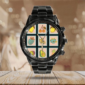 Discover Vintage stamps fruit Calendar Steel Band Watch