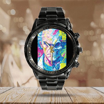 Discover Half Human Half Skull Pop Art Calendar Steel Band Watch