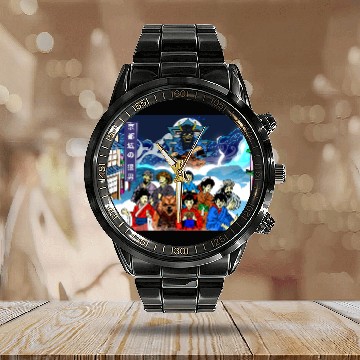 Discover Mythical Samurai Wolf Theater Calendar Steel Band Watch
