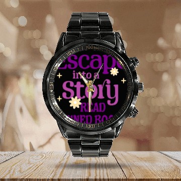 Discover Escape Into a Story Read Banned Books Calendar Steel Band Watch