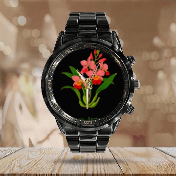Discover Wild Heart Orchid Botanical Design Calendar Steel Band Watch