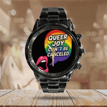 Discover Queer Pride Queer Joy LGBTQ+ Affirmation Trans Calendar Steel Band Watch