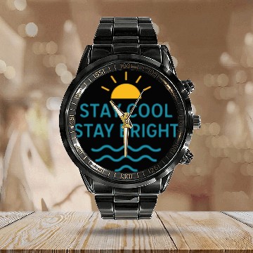 Discover Sunrise Motivation Calendar Steel Band Watch