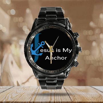 Discover Faithful Anchor Jesus Calendar Steel Band Watch Design