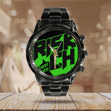 Discover Vibrant RISK IT ALL Graphic Calendar Steel Band Watch