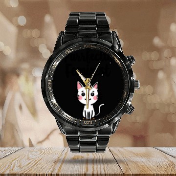 Discover Purrfectly Feminist Cat Saying Calendar Steel Band Watch