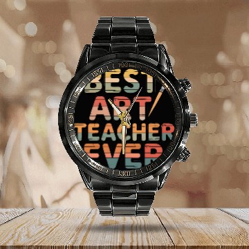 Discover Retro Best Art Teacher Ever  Calendar Steel Band Watch
