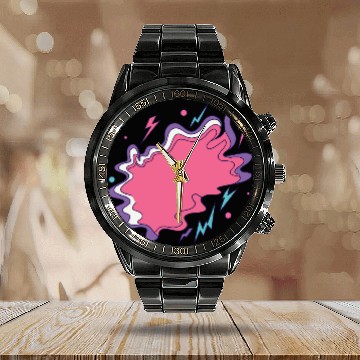 Discover Vibrant Storm Cloud Illustration Calendar Steel Band Watch