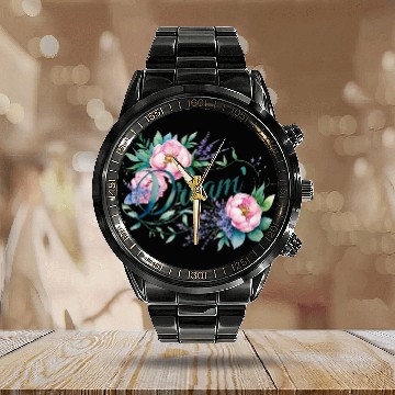 Discover Elegant Floral 'Dream' Typography Design Calendar Steel Band Watch