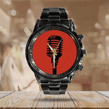 Discover Retro Microphone in Red Circle – Vintage Music  Calendar Steel Band Watch