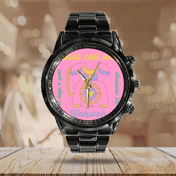 Discover Pastel Rotary Phone Celebration Design Calendar Steel Band Watch