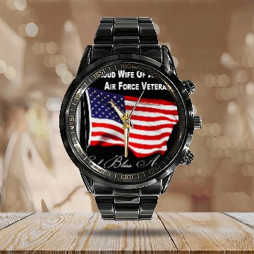 Discover Proud Wife Of A US Air Force Veteran Calendar Steel Band Watch