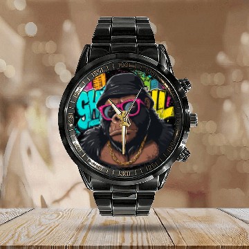 Discover Urban Gorilla Graffiti Cool Style Calendar Steel Band Watch