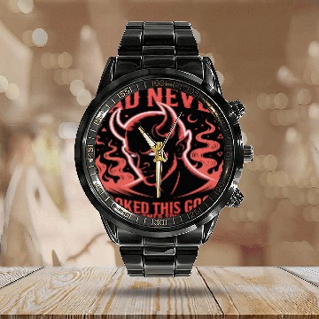 Discover Halloween Gothic Flaming Devil  Calendar Steel Band Watch