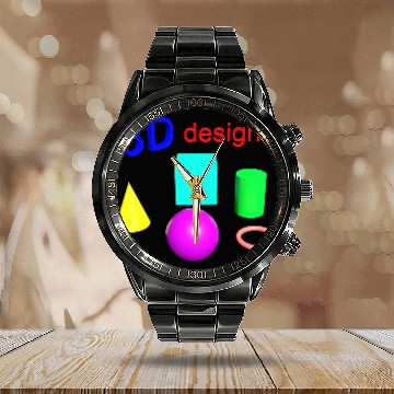 Discover Vibrant 3D Geometric Shape Design Calendar Steel Band Watch