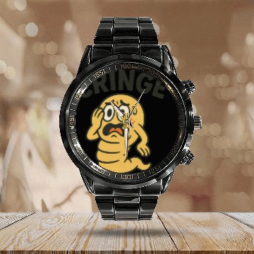Discover Cringe Meme Worm Illustration Calendar Steel Band Watch