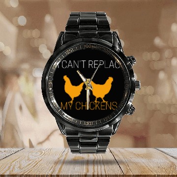 Discover AI Can't Replace My Chickens Calendar Steel Band Watch