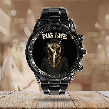 Discover Urban Pug with Streetwear Style Calendar Steel Band Watch
