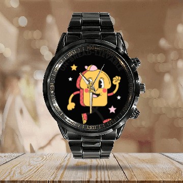 Discover Whimsical Bread-Themed Cartoon Character Calendar Steel Band Watch