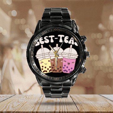 Discover Best-Teas Cute Kawaii Bubble Tea Boba Tea Calendar Steel Band Watch