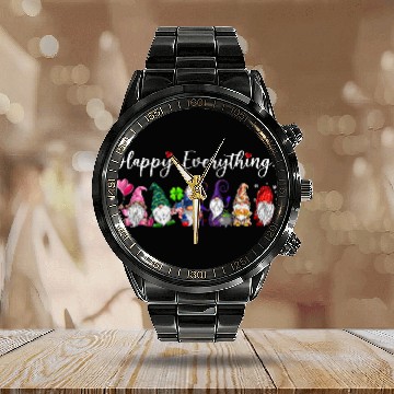 Discover Happy Everything Gnomes Every Seasons All Year Calendar Steel Band Watch