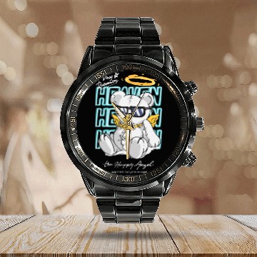 Discover Angel Bear with Sunglasses and Halo Calendar Steel Band Watch