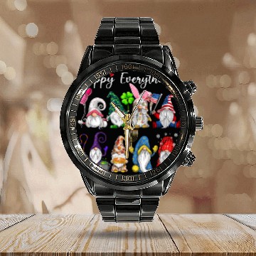 Discover Happy Everything Gnomes Every Seasons All Year Calendar Steel Band Watch