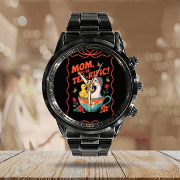 Discover Motherly Swan and Ducklings Tea Humor Calendar Steel Band Watch