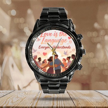 Discover Love as Universal Language Inspirational Design Calendar Steel Band Watch