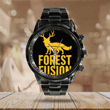 Discover Wild Deer Forest Fusion Calendar Steel Band Watch