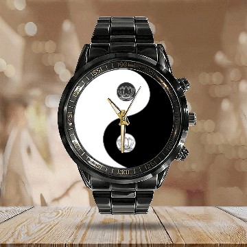 Discover Yin-Yang Tao Lotus Symbol Design Calendar Steel Band Watch