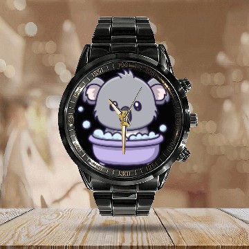 Discover Cute Koala Bear Taking a Bubble Bath Relaxing  Calendar Steel Band Watch