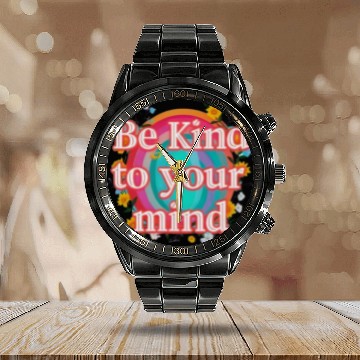 Discover Colorful Meditation Mandala with Floral Accents Calendar Steel Band Watch
