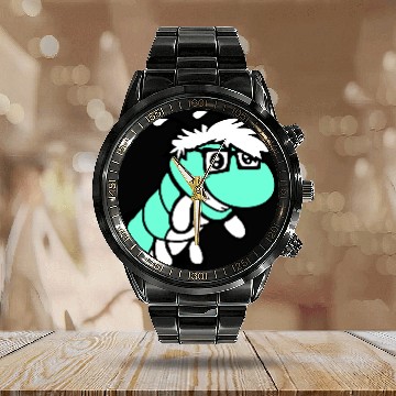 Discover Nerd caterpillar peeks through hole Geek worm cool Calendar Steel Band Watch