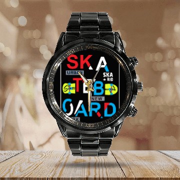 Discover Urban Skateboard Typography New York Calendar Steel Band Watch