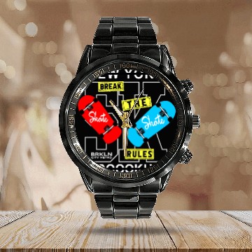 Discover Urban Skateboard Brooklyn Rules Design Calendar Steel Band Watch