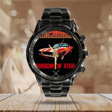Discover Muscle Car and Steel Mechanics Design Calendar Steel Band Watch