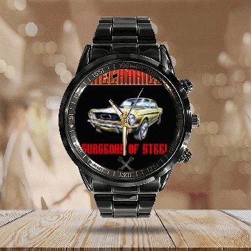 Discover Muscle Car Classic Mechanics Design Calendar Steel Band Watch