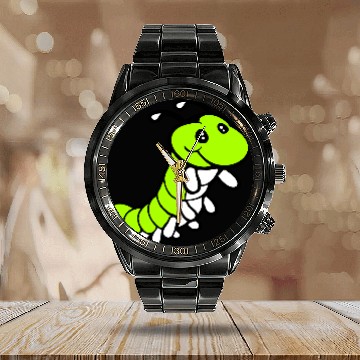 Discover Caterpillar sweet little happy smile cute friendly Calendar Steel Band Watch