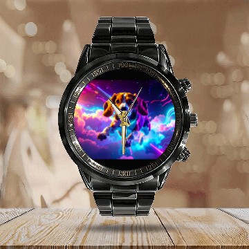 Discover Cyberpunk Beagle Calendar Steel Band Watch