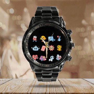 Discover Surviving ME CFS Cartoon Icons Calendar Steel Band Watch