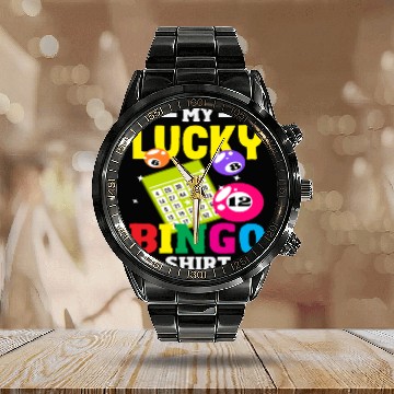 Discover Lucky Bingo Skein Print Design Calendar Steel Band Watch