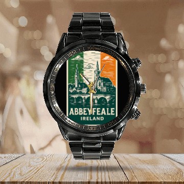 Discover Abbeyfale Ireland Church Skyline Calendar Steel Band Watch