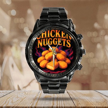 Discover Chicken Nuggets Favorite Food Weird 90s Nuggets Calendar Steel Band Watch