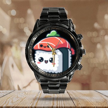 Discover kawaii sushi character - food Calendar Steel Band Watch