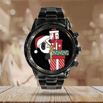Discover Panda Christmas Gift Winter Animals Pandas Calendar Steel Band Watch