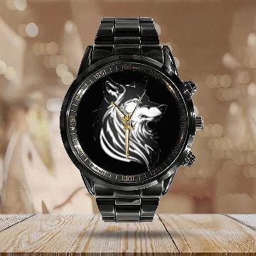 Discover My Pack Is Imaginary - Lone Wolf Calendar Steel Band Watch